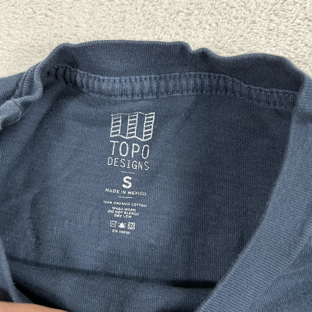 Topo Designs Shirt Mens Small Blue Long Sleeve Tee Colorado USA Casual - Picture 8 of 11